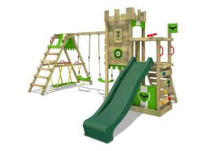 4250533908243 - Spielturm Ritterburg BoldBaron mit Schaukel SurfSwing 10-jährige Garantie Integrierter Sandkasten - grün - Fatmoose