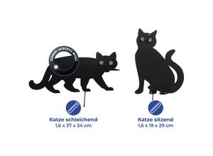 4008838805046 - - Maximex Vogelschreck Katzen 2er Set Mit Erdspieß Schwarz Eisen schwarz Glas mehrfarbig - schwarz