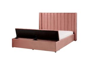 4251682238533 - Beliani - Polsterbett Rosa 160 x 200 cm aus Samtstoff mit Stauraum Elegantes Doppelbett Modernes Design - Rosa