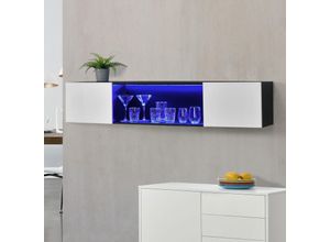 4059438150975 - [encasa] - Hängeboard Thabong 150x30x30 cm mit led Beleuchtung Schwarz Weiß encasa - Weiß