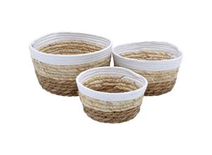 4262371538278 - Spetebo - Deko Körbchen rund 3er Set aus Seegras - 21   18   15 cm - Allzweck Korbset klein aus Naturfasern - Boho Aufbewahrungskorb Übertopf Rattan