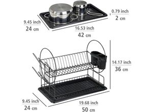 4008838363683 - Geschirrabtropfer Premium Duo Schwarz Abtropfgestell Schwarz pulverbeschichtetes Metall schwarz Polypropylen schwarz - schwarz - Wenko