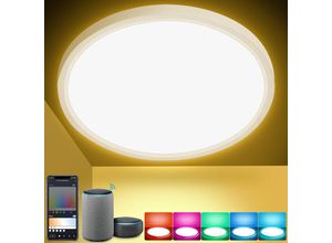 9441001452718 - 24W Smart led Deckenleuchte mit Alexa & Google für Badezimmer RGB-Flurlampe dimmbar - Weiß - Vingo