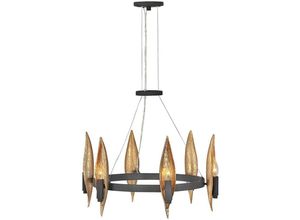 5024005628712 - Lighting QN-WILLOW6-CBK quintiesse Kronleuchter Willow E14 6x40W Stahl Carbonschwarz mit Gold H446cm Ø61cm dimmbar höhenverstellbar - Elstead