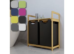 4251259458913 - Hago - Bambus Wäschekorb Pink mit Ablage Wäschebehälter Sammler Sortierer Truhe Organizer Trenner 2x30L - Pink 4251259458913 - Hago - Bambus Wäschekorb Pink mit Ablage Wäschebehälter Sammler Sortierer Truhe Organizer Trenner 2x30L - Pink