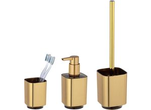 4008838344897 - Bad-Accessoire Set Auron Gold 3-teilig 3-teilig Gold Kunststoff gold - gold - Wenko