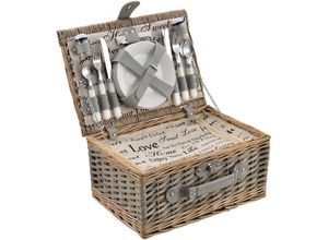 4059438997471 - Picknickkorb mit Besteck-Set für 4 Personen Grau Casapro Grau 4059438997471 - Picknickkorb mit Besteck-Set für 4 Personen Grau Casapro Grau
