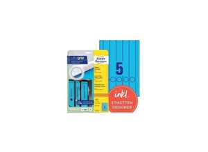 4004182047491 - ® - Ordnerrückenetikett ultragrip schmal lang 38 x 297 mm (b x h) selbstklebend mit Griffloch blau 100 Etik Pack