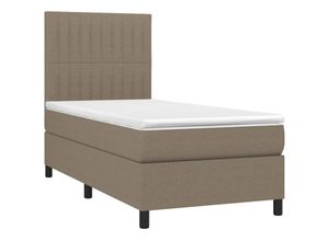 8720287385417 - Boxspringbett mit Matratze & LED Taupe 100x200 cm Stoff vidaXL - Taupe