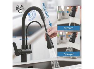 0743645145490 - Touch-Sensor Küchenarmatur mit 2 Strahlarten 360° drehbare Küchenspüle Wasserhahn zur Wasseraufbereitung in Filtration