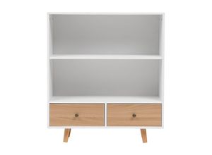 4262386286218 - Sideboard Kommode offenes Regal mit 2 Schubladen HWR18-WEI weiß