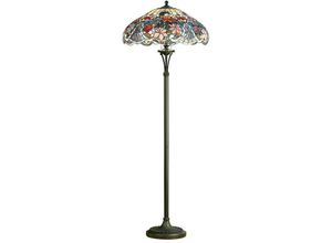 5016087901555 - Lighting - 2 Licht Stehleuchte Dunkelbronze Tiffany Glas E27 - Interiors 1900