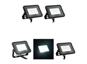 8721031337720 - LED-Fluter 2 Stk 10W Kaltweiß - Flutlichter & Spotleuchten - Schwarz - The Living Store