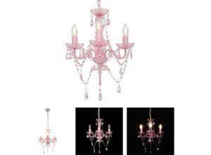 8721031335801 - The Living Store Kronleuchter mit Perlen Rosa Rund 3×E14 - Lampen - Rosa