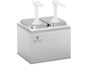 4062859990846 - Royal Catering - Saucenspender Pumpspender Senfspender Dosierspender Edelstahl 2 Pumpen 2 x 2 l