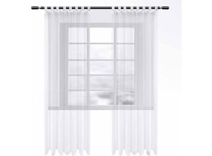 4063425051695 - 2 Stücke Gardinen transparent mit Schlaufen Vorhang Voile Tüll weiß 140 x 245 cm - weiß - Woltu