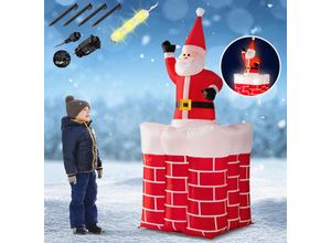 4250525359626 - MONZANA® Aufblasbarer Weihnachtsmann 178cm groß LED Beleuchtet IP44 springt-aus-dem-Schornstein Außen Santa Weihnachten Weihnachtsdeko Weihnachtsfigur