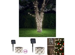 8721031373711 - The Living Store Solar-Lichterketten 5 Stk 5x200 LED Kaltweiß Innen Außen - Weihnachtsbeleuchtung