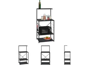 8721031235767 - Mikrowellenregal Schwarz 60x396x123 cm Holzwerkstoff - Küchenutensilienhalter & -ablagen - Schwarz - The Living Store