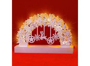 4250525371765 - Monzana - Schwibbogen Weihnachten Batteriebetrieben Timer Kabellos Holz led Beleuchtung Deko Lichterbogen Weihnachtsdeko Schwippbogen Schneeflocke