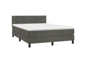 8720287379904 - Bonnevie - BoxspringbettDoppelbett mit Matratze & led Dunkelgrau 140x200 cm Samt vidaXL