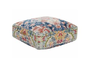 4251682287425 - Beliani - Pouf Mehrfarbig Baumwolle 50 x 50 x 20 cm Quadratisch mit Griff Muster Orientalisch Abstrakt für Wohnzimmer Schlafzimmer Deko Haushalt