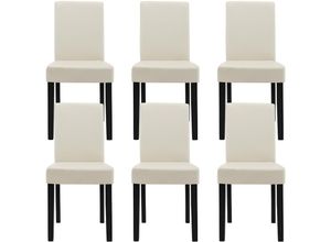 4260390262785 - [encasa] - 6 Polsterstühle mit Massivholzbeinen und Kunstlederbezug Creme encasa - Beige