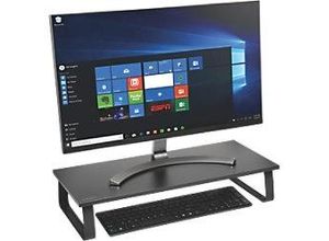 5028252593687 - Extrabreiter Monitorständer Computerständer Erhöhung für Schreibtische - Für Monitore bis zu 32 20kg - Abmessungen 12x26x60 Cm - Schwarz