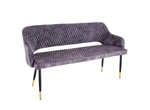 4251561906577 - riess-ambiente Sitzbank PARIS - 160cm grau Samt Rückenlehne goldene Fußkappen Retro Metallbeine 4251561906577 - riess-ambiente Sitzbank PARIS - 160cm grau Samt Rückenlehne goldene Fußkappen Retro Metallbeine