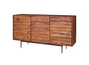 4250950287211 - Sideboard FB51424 Sheesham Massivholz 150x81x41 cm Landhaus Kommode Design Anrichte Groß Hoher Kommodenschrank mit 3 Türen Holz Massiv