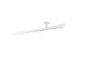 4066866193276 - Gardinenstange auf Maß Innenlauf 20mm Rag 1-lauf Vorhangstange Deckenträger 4cm Stilgarnitur mit Gleiter für Vorhänge - Weiß - 370cm