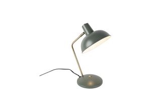 8718881087523 - Qazqa - Retro Tischlampe grün mit Bronze - Milou - Grün