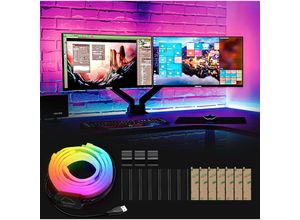 9363092284354 - Hengda LED Strip für Gaming Schreibtisch RGBIC LED Streifen für 32 Zoll PC-Monitor PC Hintergrundbeleuchtung USB Led Beleuchtung mit App-Steuerung