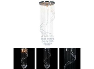 8721031334606 - Lling - The Living Store Deckenleuchte mit Kristallperlen Silbern Spirale G9 - Lampen - Silber