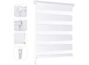 4260707730679 - Sekey - Doppelrollo Klemmfix ohne Bohren für Fenster ohne Bohren Doppelrollo Duo Rollo Jalousie Sonnenschutz Weiß 110x150cm