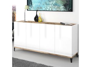 8054117993542 - Ahd Amazing Home Design - Sideboard 160x40cm 4 Türen Küche Eingang Wohnzimmer Audrey Wood