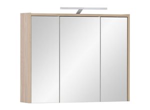 4066075151081 - Badezimmer Spiegelschrank 745cm breit Eiche hell ESPOO-80