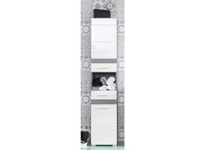 4066075053521 - Hochschrank ODRA-19 in Weiß Hochglanz mit Sardegna Rauchsilber b h t ca 37 182 31 cm - weiß