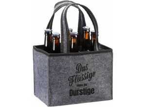 4260700658499 - Spetebo - Filz Flaschenträger für Männer - 6X 033 oder 05 l - Das Flüssige muss in das Durstige - Bier Flaschen Dosen Träger Halter Handtasche