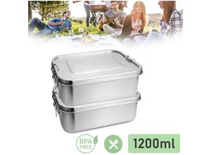 9475631373341 - 2x1200ml Brotdose ohne Plastik bpa frei brotdose edelstahl Edelstahl Lunchbox - Swanew