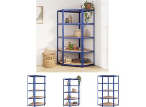 8721031969396 - The Living Store - Eckregal mit 5 Böden Blau Stahl & Holzwerkstoff - Industrieregale - Blau