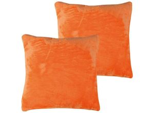 4059222266882 - Bestlivings - Kissenhülle Kuschel Celina 2er Pack in der Größe 60 x 60cm - Orange - Kissenbezug mit Reißverschluss - Orange