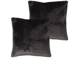 4059222264963 - Kissenhülle Kuschel Celina 2er Pack in der Größe 45 x 45cm - Schwarz - Kissenbezug mit Reißverschluss - Schwarz