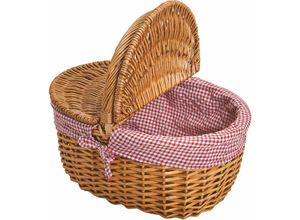 4260700651575 - Spetebo - Weide Picknickkorb mit klappbarem Deckel - 40 x 30 cm - Picknick Trage Henkel Korb klassisch