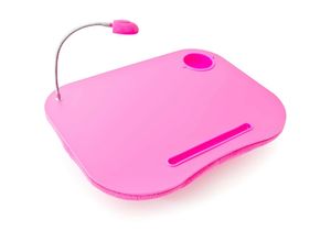 4052025163341 - Laptopkissen LED-Licht tragbar flacher Lapdesk mit Getränkehalter weiches kleines Schoßtablett pink - Relaxdays