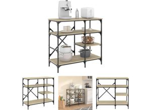 8721194589721 - Bäckerregal Sonoma-Eiche 90x40x84 cm Holzwerkstoff und Metall - Küchenutensilienhalter & -ablagen - Braun - The Living Store