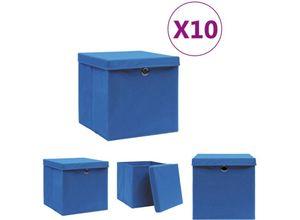 8721031231844 - Aufbewahrungsboxen mit Deckeln 10 Stk 28x28x28 cm Blau - Ordnungshelfer - Blau - The Living Store