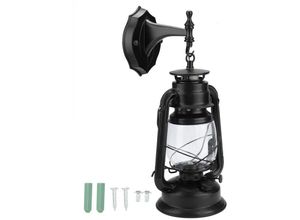 7325419237469 - Naroote LED-Hängelampe Licht energiesparende Kerosin Retro Laterne LED-Lampe antike Wohnzimmer für Korridore Korridore Lager(Black) - Ejlife