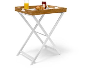 4052025191764 - Relaxdays Tabletttisch Bambus H x B x T ca 72 x 60 x 40 cm Beistelltisch mit Tablett als Klapptisch und Serviertablett aus Bambus und Holz zum