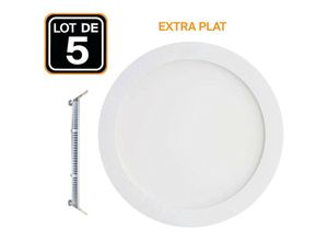 7141143764213 - Europalamp - 5 Spot Encastrables led 18W Rond Extra-Plat Blanc Neutre 4500K